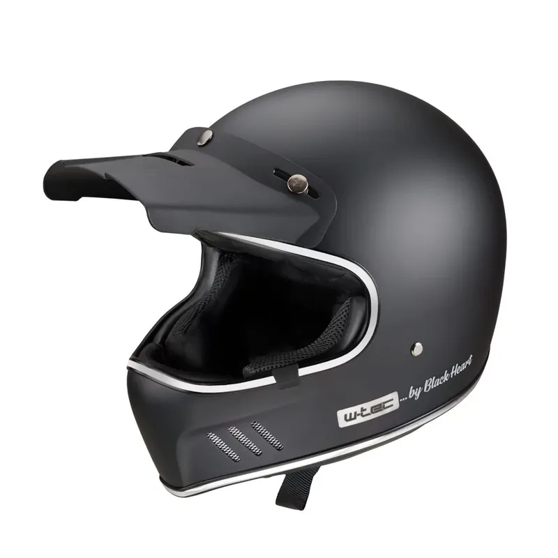 Nowość W-TEC Black Heart Kask motocyklowy otwarty Black Heart Retron, Prosty czarny, S (55-56) 22535-S-1