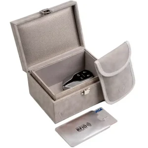 Wyprzedaż Pudełko na Kluczyk FARADAY BOX szare + Etui keyless