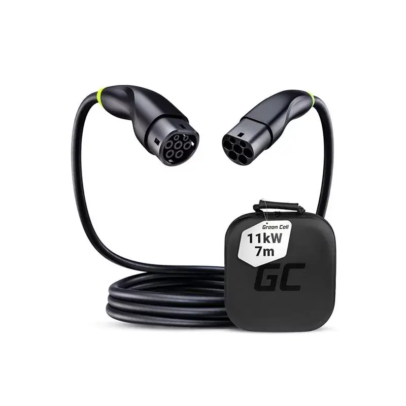 Green Cell - Kabel GC Snap Typ 2 do ładowania EV 11kW 7m 16A do Tesla Model Y / 3 / S / X, Kia EV6, VW ID.4 / ID.5, BMW i4 / iX, Ford Mach-E Ekspresowa dostawa