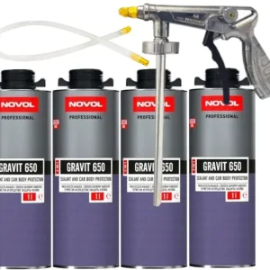 Nowość NOVOL GRAVIT 650 MASA ŚRODEK OCHRONY 2w1 CZARNY 4L + PISTOLET